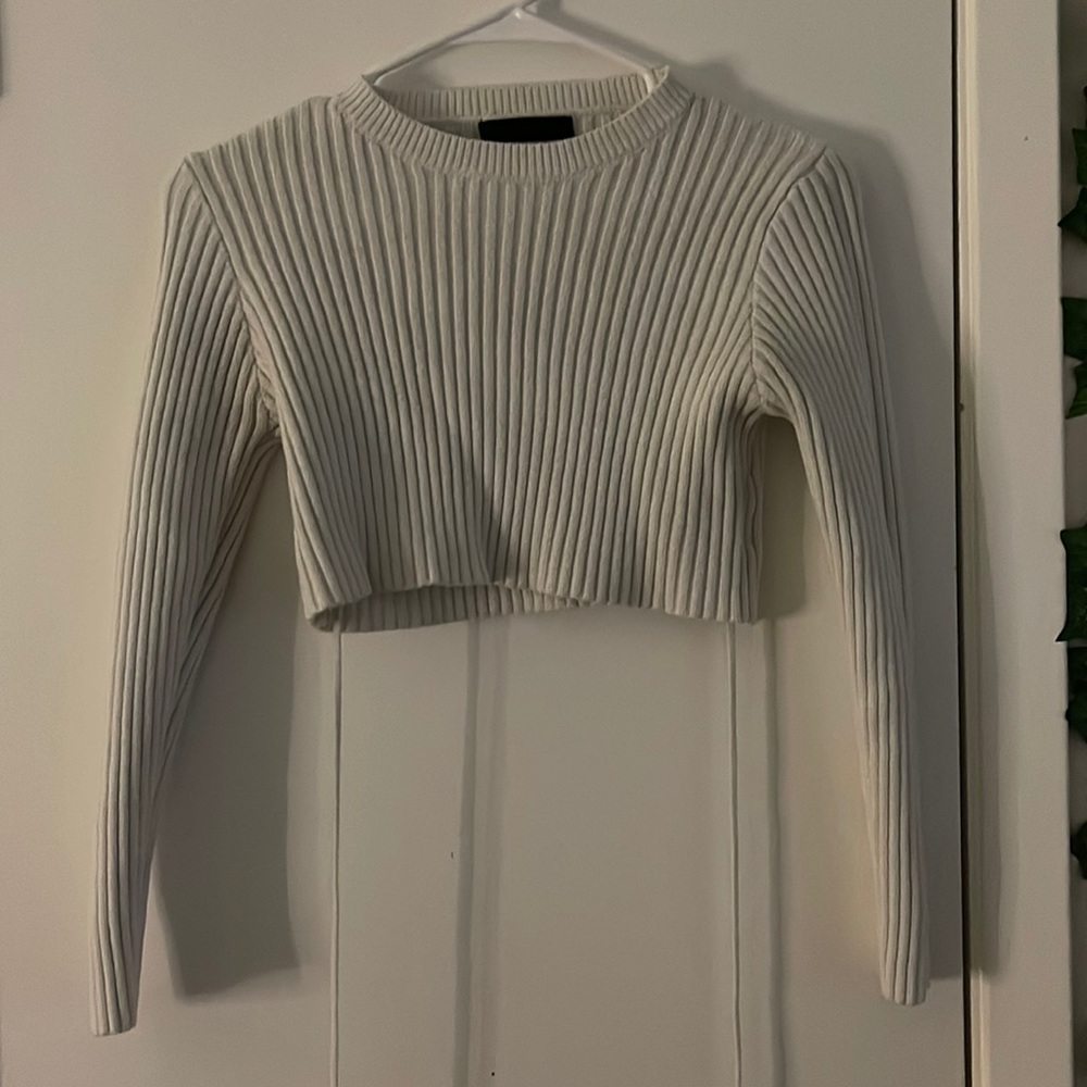 white cropped top